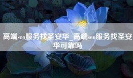 高端seo服务找圣安华_高端seo服务找圣安华可靠吗