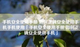 手机安全使用手册 如何正确安全使用手机手机使用「手机安全使用手册 如何正确安全使用手机」