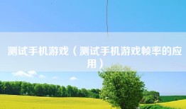 测试手机游戏（测试手机游戏帧率的应用）
