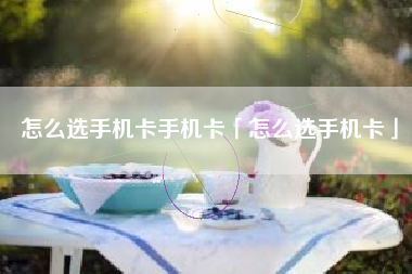 怎么选手机卡手机卡「怎么选手机卡」