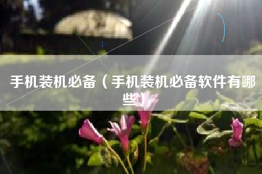 手机装机必备（手机装机必备软件有哪些）